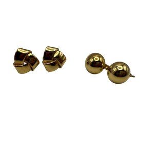 Vintage Gold Tone Clip-On Earrings Lot Knot & Ball Designs Bold Statement